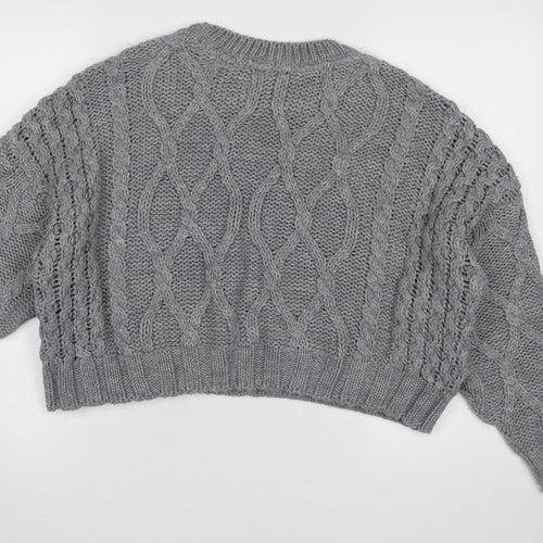 Topshop Women’s Grey Chunky Cable Knit Jumper Size 12