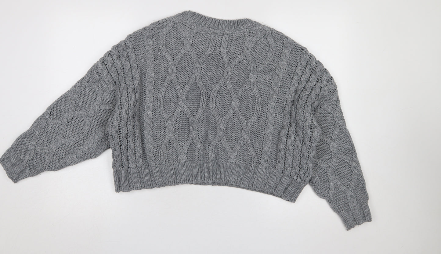 Topshop Women’s Grey Chunky Cable Knit Jumper Size 12