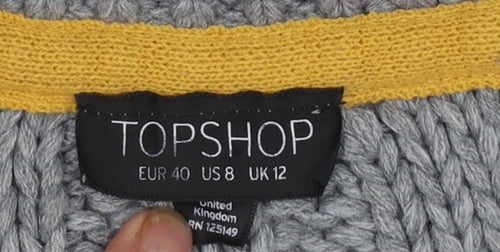 Topshop Women’s Grey Chunky Cable Knit Jumper Size 12