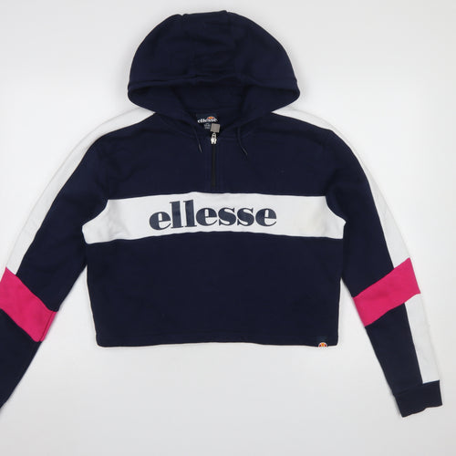 Ellesse Girls Blue White Pink 1/2 Zip Colourblock Hoodie 13-14 Years