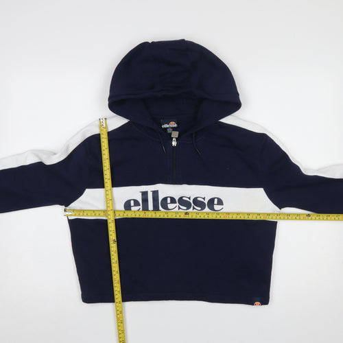 Ellesse Girls Blue White Pink 1/2 Zip Colourblock Hoodie 13-14 Years