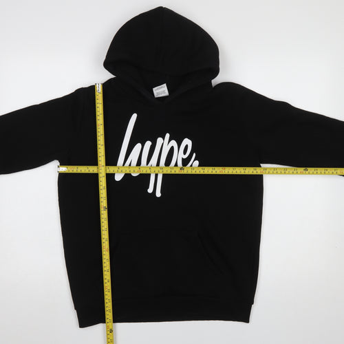 Hype Boys Black Pullover Hoodie 14 Years Cotton Blend Logo Front