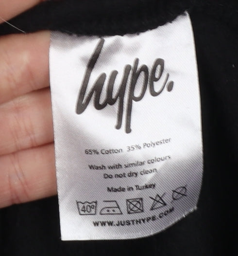 Hype Boys Black Pullover Hoodie 14 Years Cotton Blend Logo Front