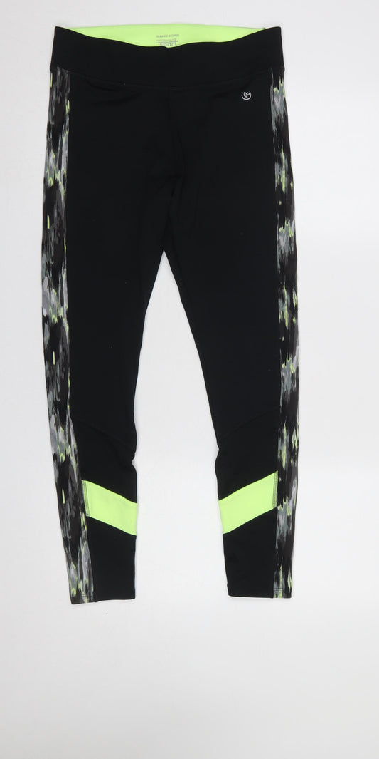 Dunnes Stores Women's Black Colourblock Ankle Leggings M