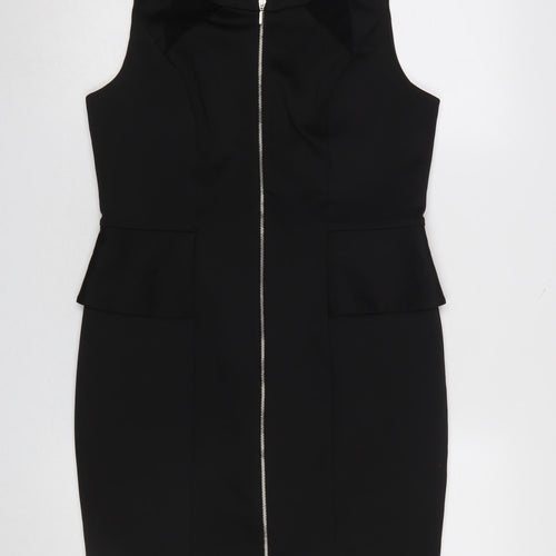 Oasis Women’s Black Size 16 Sleeveless Peplum Zip Pencil Dress