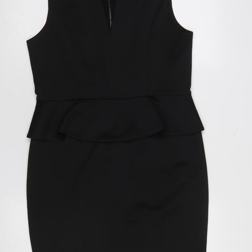 Oasis Women’s Black Size 16 Sleeveless Peplum Zip Pencil Dress