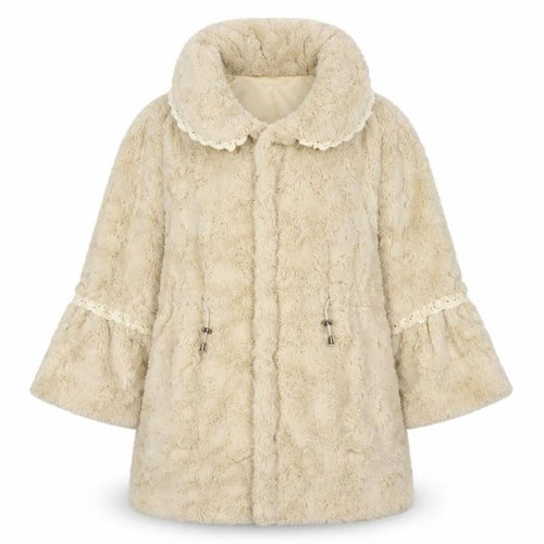 SOMA Women’s Beige Faux Fur Mid-Length Coat S Classic Winter Overcoat