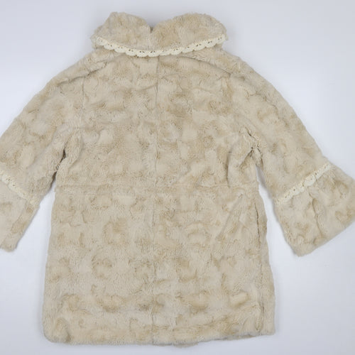 SOMA Women’s Beige Faux Fur Mid-Length Coat S Classic Winter Overcoat