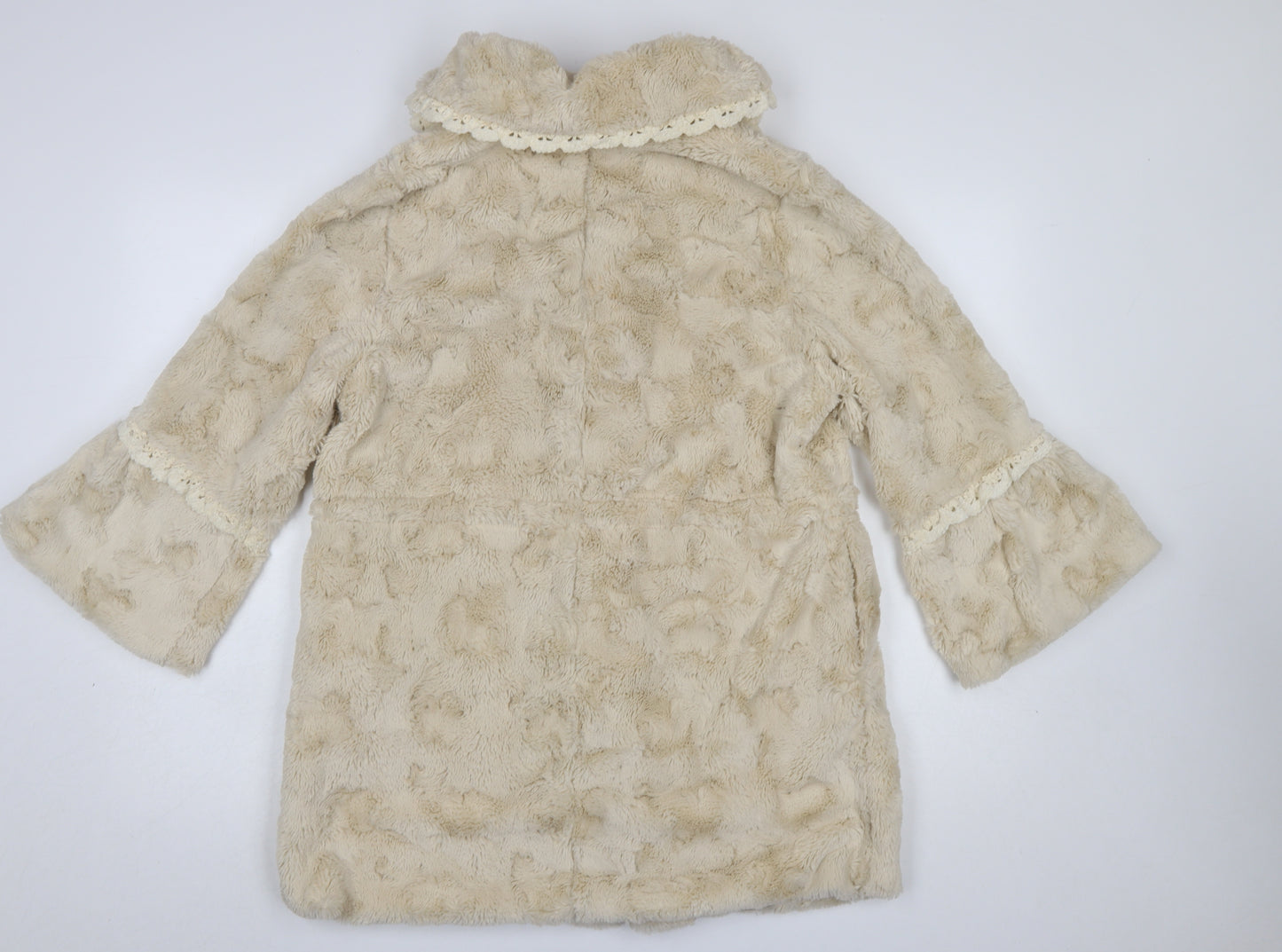 SOMA Women’s Beige Faux Fur Mid-Length Coat S Classic Winter Overcoat