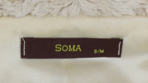 SOMA Women’s Beige Faux Fur Mid-Length Coat S Classic Winter Overcoat