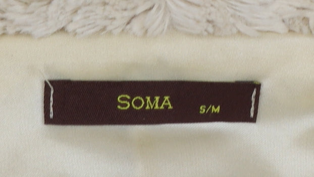 SOMA Women’s Beige Faux Fur Mid-Length Coat S Classic Winter Overcoat