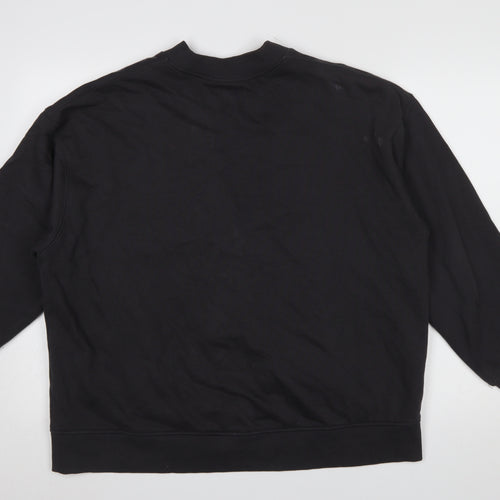Zara Women Black Medium Cardigan Sweatshirt Button Closure Cotton Blend