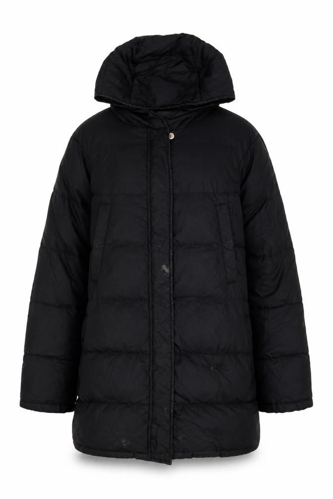 United Colors of Benetton Women’s Black Long Hooded Puffer Coat Size S
