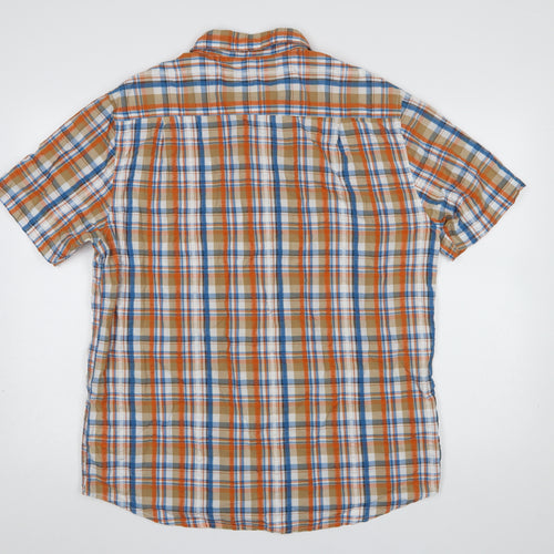 U.S. Polo Assn. Men's Brown Check Cotton Short Sleeve Button-Up Shirt XL