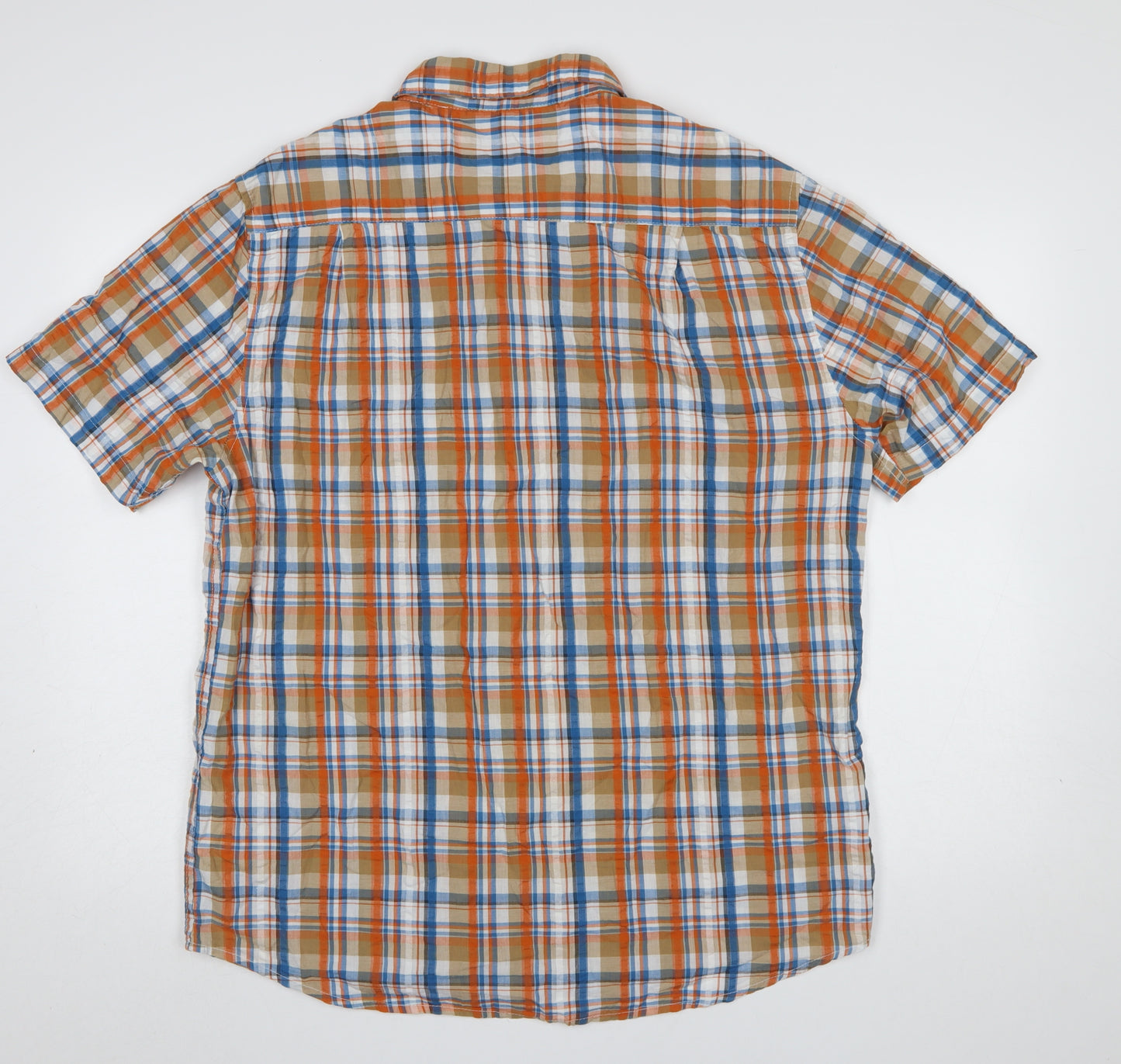 U.S. Polo Assn. Men's Brown Check Cotton Short Sleeve Button-Up Shirt XL