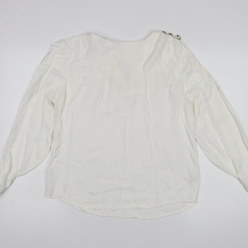 Savida Women Ivory Long Sleeve Viscose Blouse Size 12