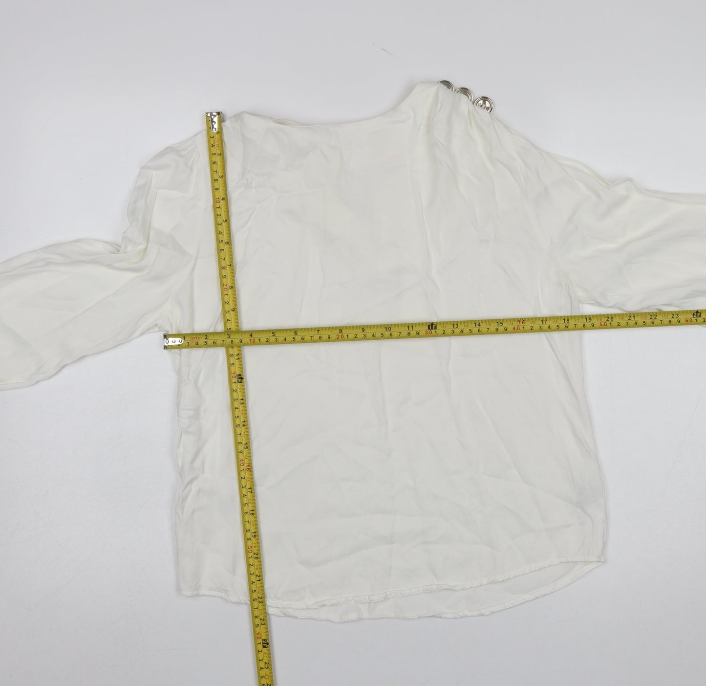 Savida Women Ivory Long Sleeve Viscose Blouse Size 12