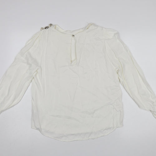 Savida Women Ivory Long Sleeve Viscose Blouse Size 12