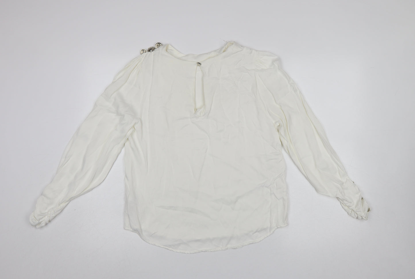 Savida Women Ivory Long Sleeve Viscose Blouse Size 12
