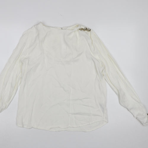 Savida Women Ivory Long Sleeve Viscose Blouse Size 12