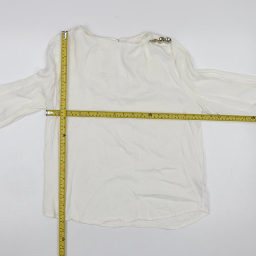 Savida Women Ivory Long Sleeve Viscose Blouse Size 12