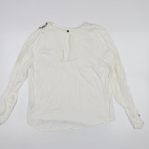 Savida Women Ivory Long Sleeve Viscose Blouse Size 12