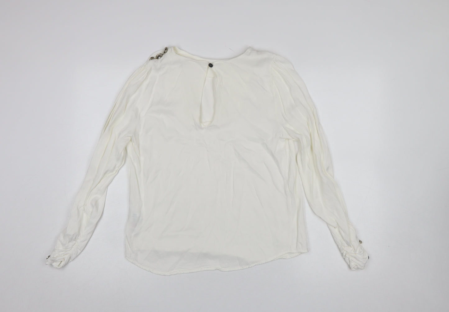 Savida Women Ivory Long Sleeve Viscose Blouse Size 12