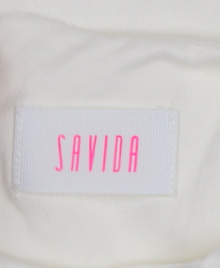 Savida Women Ivory Long Sleeve Viscose Blouse Size 12