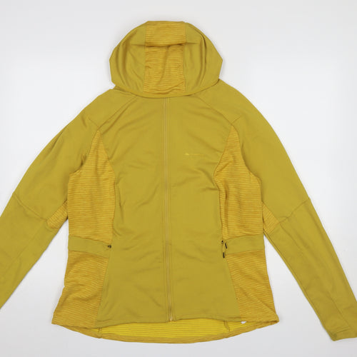 Decathlon Women Yellow Full Zip Hooded Sweatshirt XL