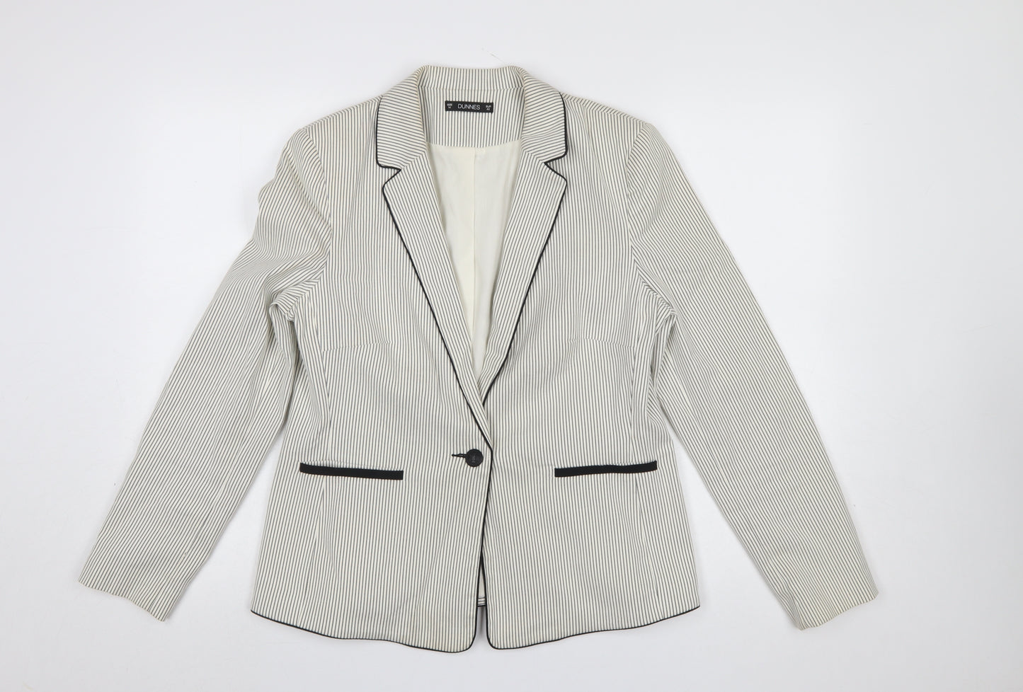 Dunnes Women Beige Pinstripe Single Breasted Blazer Size 14