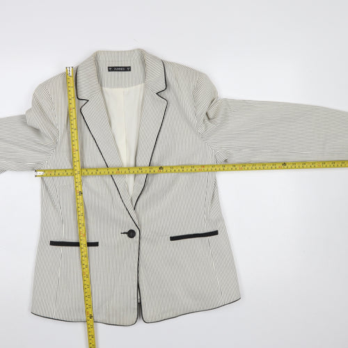 Dunnes Women Beige Pinstripe Single Breasted Blazer Size 14