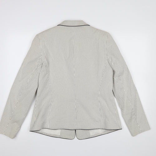 Dunnes Women Beige Pinstripe Single Breasted Blazer Size 14