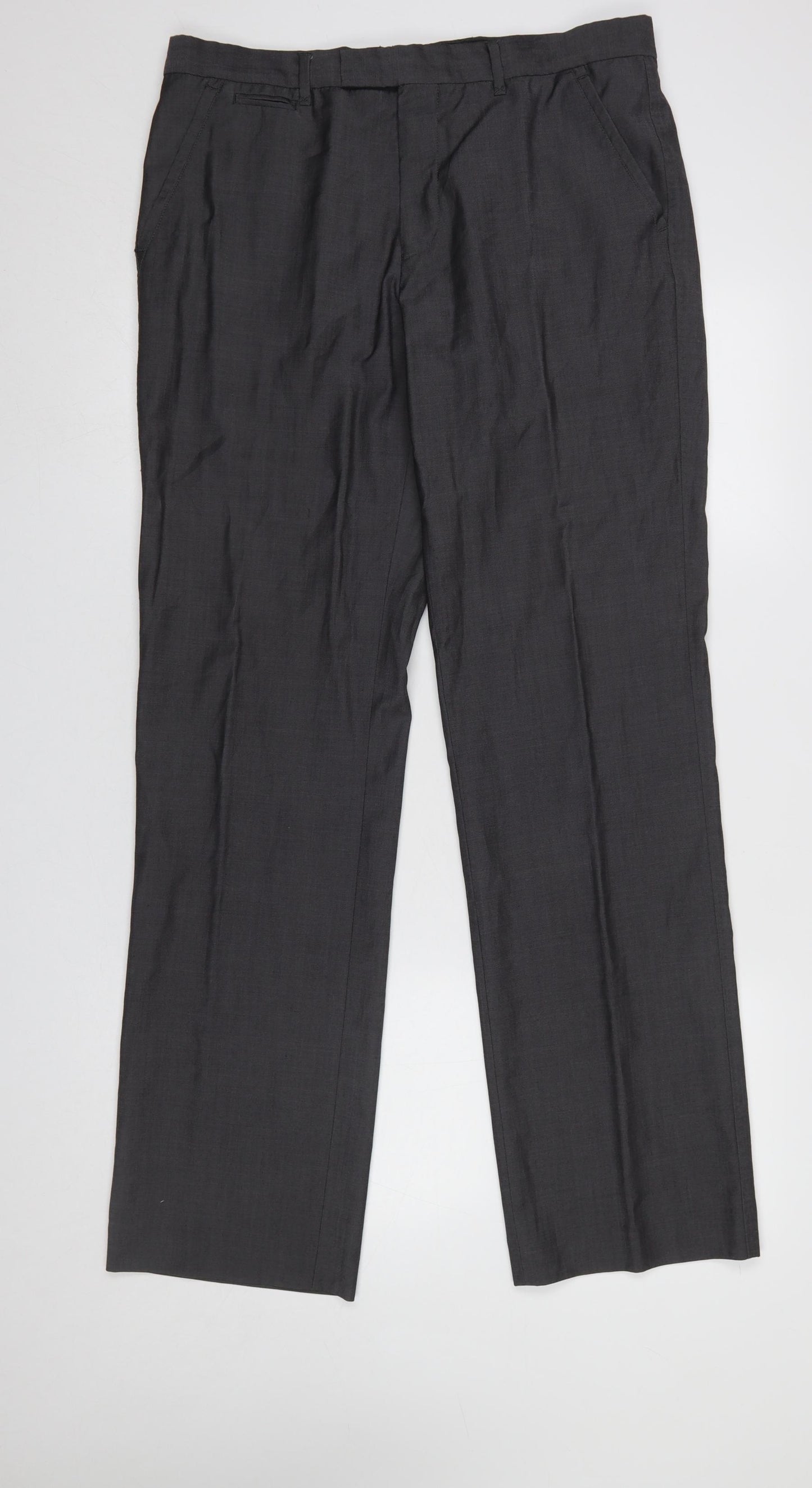 Lost Boys Men's Black Wool Blend Dress Trousers 34L Classic Fit