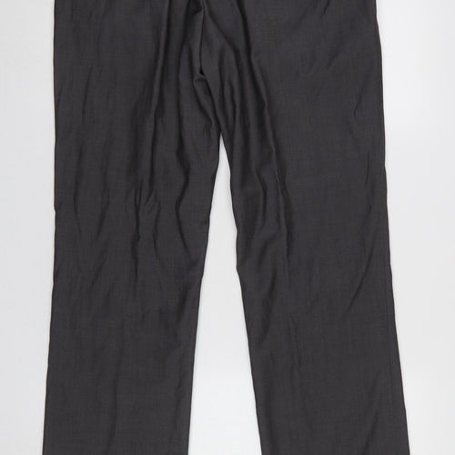 Lost Boys Men's Black Wool Blend Dress Trousers 34L Classic Fit