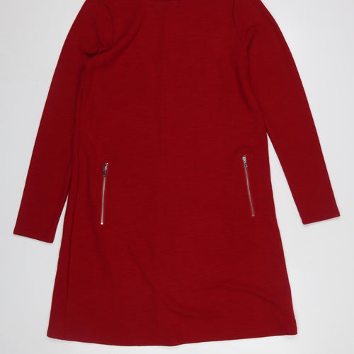 GAP Women’s Red Shift Knit Dress Size M Long Sleeve Zip Detail