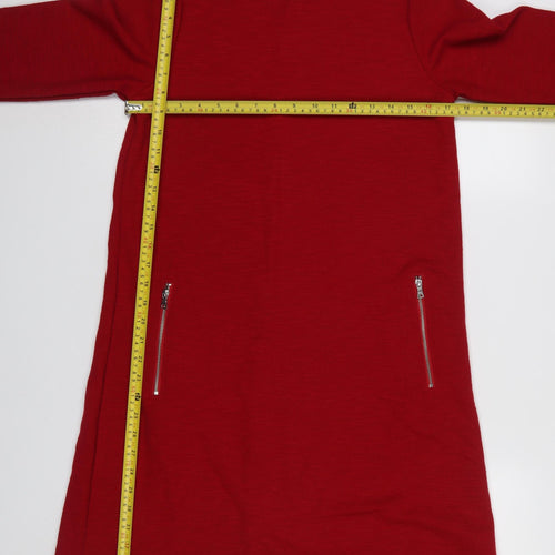 GAP Women’s Red Shift Knit Dress Size M Long Sleeve Zip Detail