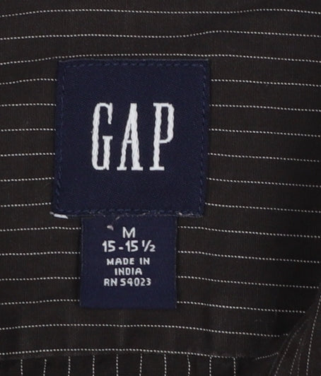 GAP Men's Brown Striped Cotton Long Sleeve Button-Up Shirt M
