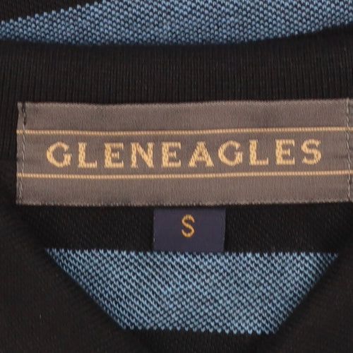 Gleneagles Men's Blue Striped Cotton Short Sleeve Polo Shirt S