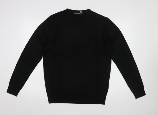 French Connection Men's Black Cotton Blend Crew Neck Jumper L