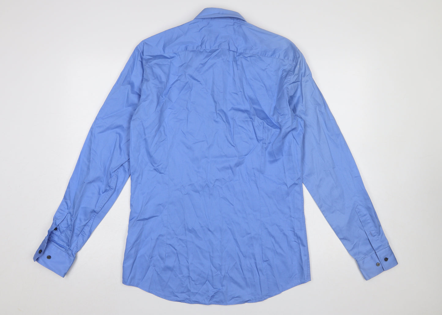 Kenneth Cole Men’s Blue Slim Fit 15.5in Formal Cotton Dress Shirt