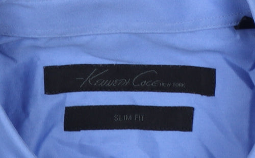 Kenneth Cole Men’s Blue Slim Fit 15.5in Formal Cotton Dress Shirt