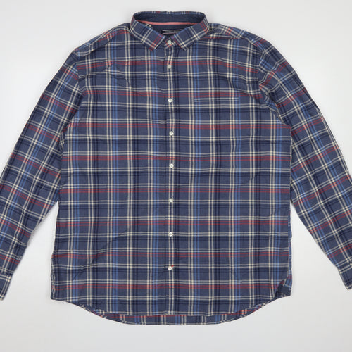 Tommy Hilfiger Men’s Blue Plaid 2XL Long Sleeve Button-Up Shirt