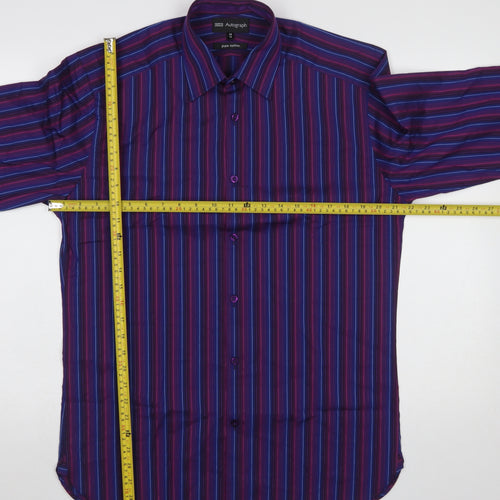 Marks and Spencer Autograph Men’s Purple Striped Cotton Shirt 15 M