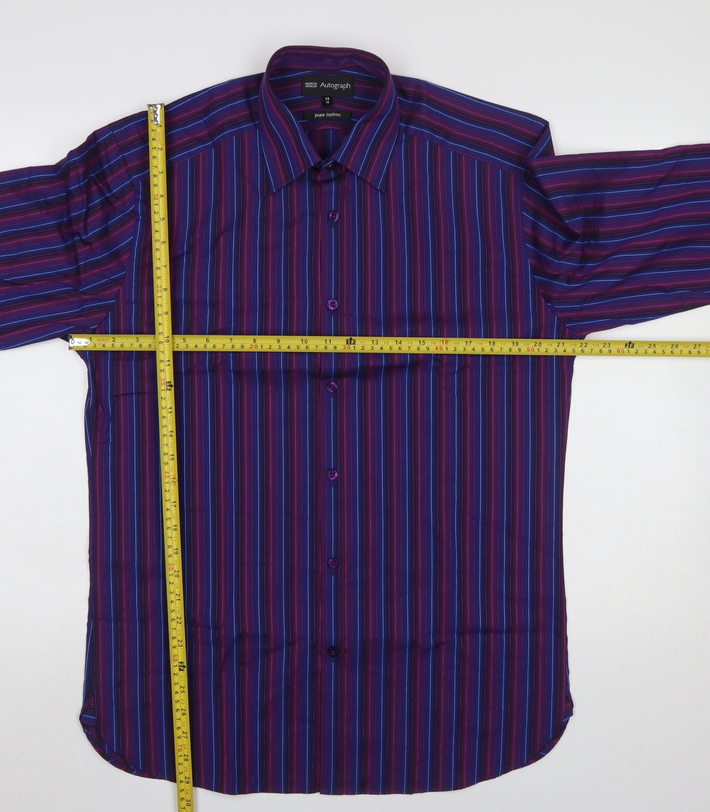 Marks and Spencer Autograph Men’s Purple Striped Cotton Shirt 15 M