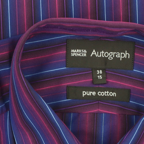 Marks and Spencer Autograph Men’s Purple Striped Cotton Shirt 15 M