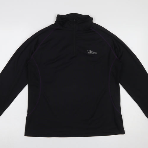 Cavenline Women Black 1/4 Zip Polyester Fleece Pullover M