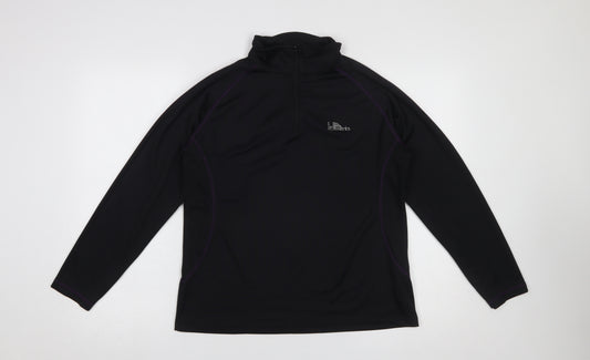 Cavenline Women Black 1/4 Zip Polyester Fleece Pullover M