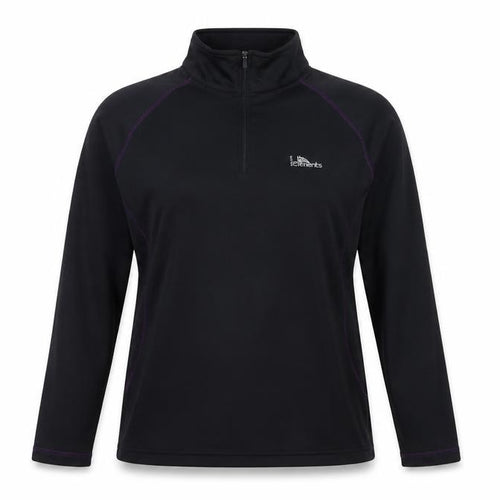 Cavenline Women Black 1/4 Zip Polyester Fleece Pullover M