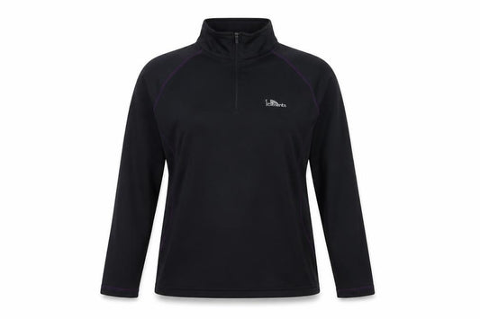 Cavenline Women Black 1/4 Zip Polyester Fleece Pullover M