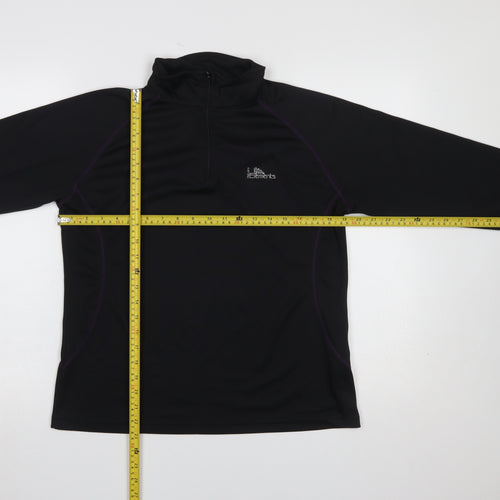 Cavenline Women Black 1/4 Zip Polyester Fleece Pullover M